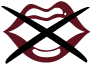 Quiet Liz Logo - Speaking Lips with X to keep them quiet